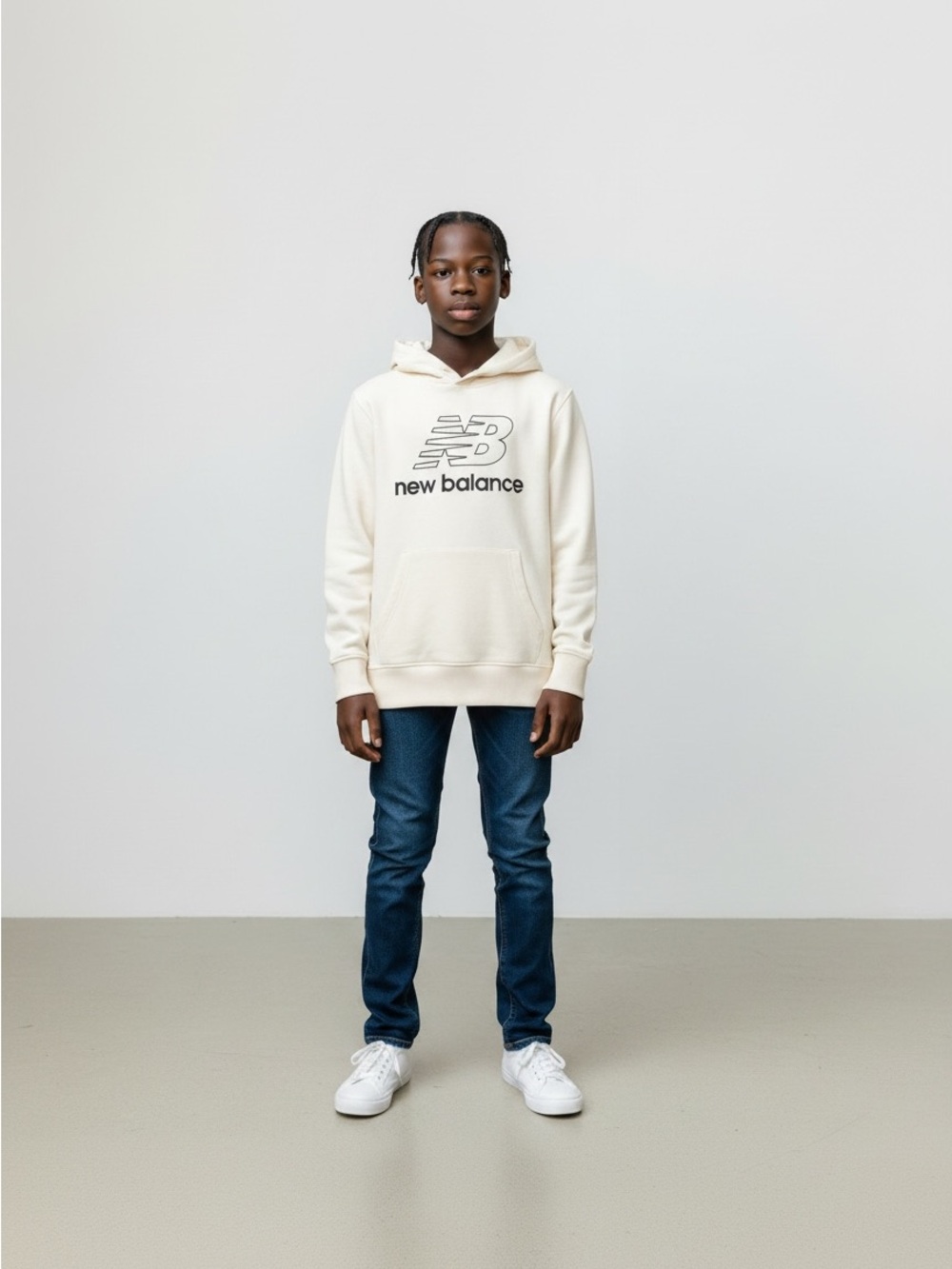 NWT New Balance Off-White Logo Pullover Hoodie Kids/Youth Size 12